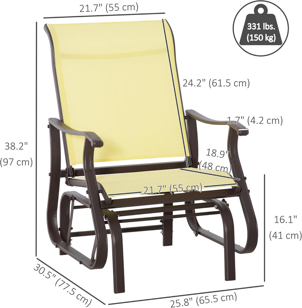 Outsunny Outdoor Glider Chair Patio Garden Steel Frame Beige