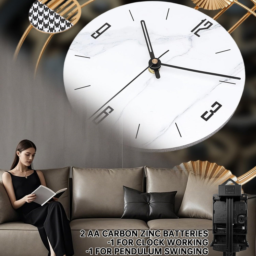 Wall Clock for Living Room, Silent Quality Quartz Battery Operated with Pendu...