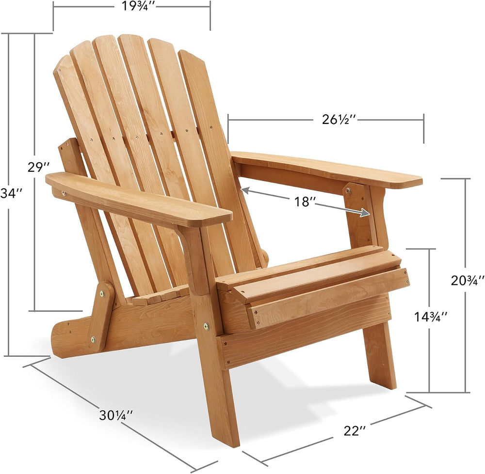 Casafield Oversized Folding Adirondack Chair, Cedar Wood Outdoor Fire Pit Lou...