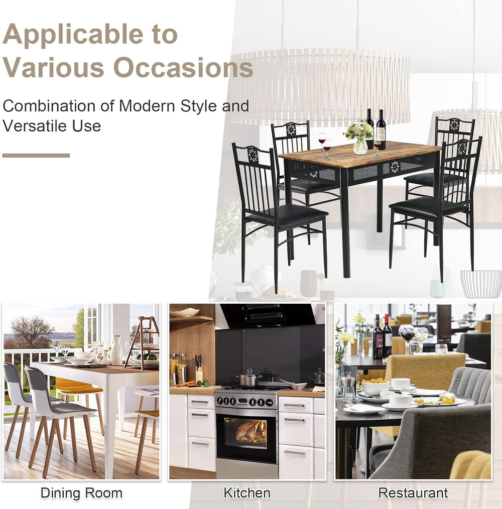 COSTWAY 5 Pieces Dining Table Set, Modern Kitchen Table Set for 4 Person, 42”...