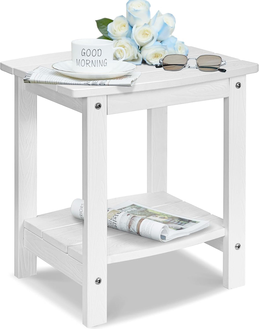 Y&M Outdoor Side Table, HIPS Adirondack Small Double Layer Table, Waterpr...