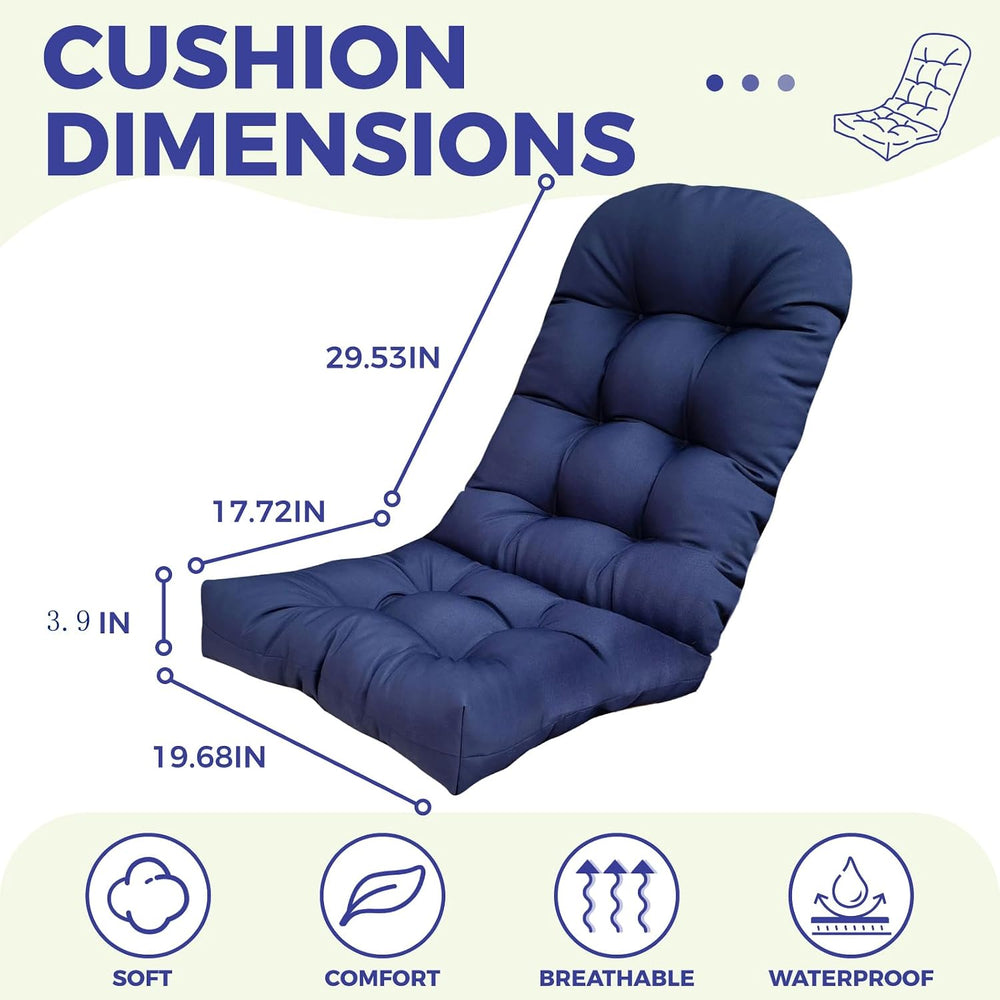 Outdoor Adirondack Chair Cushions Set of 2,Waterproof Rocking Chair Cushion w...