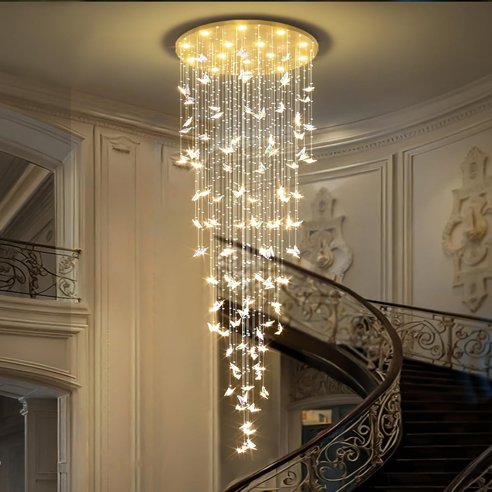 ykolupty H138 High Ceiling Chandelier - Modern Crystal Raindrop Large Chandel...