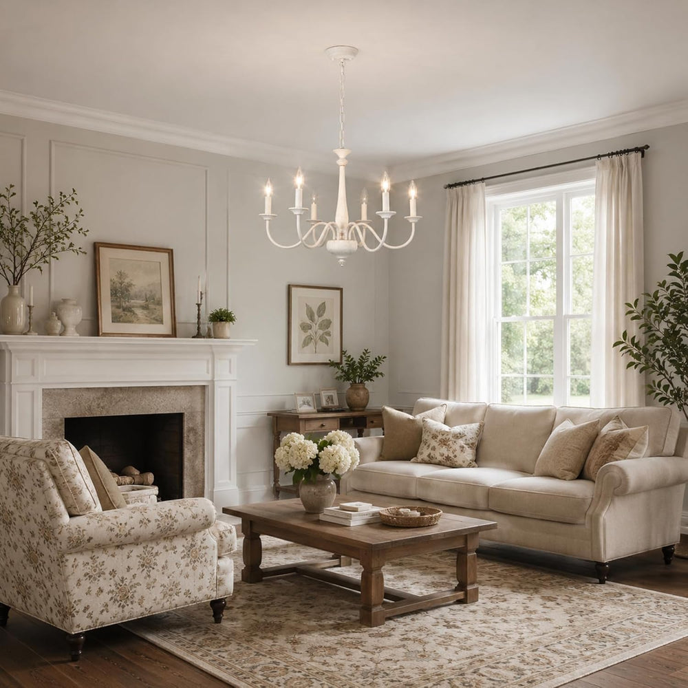 Generies French Country Chandelier, 6-Lights Rustic Farmhouse Chandelier for ...