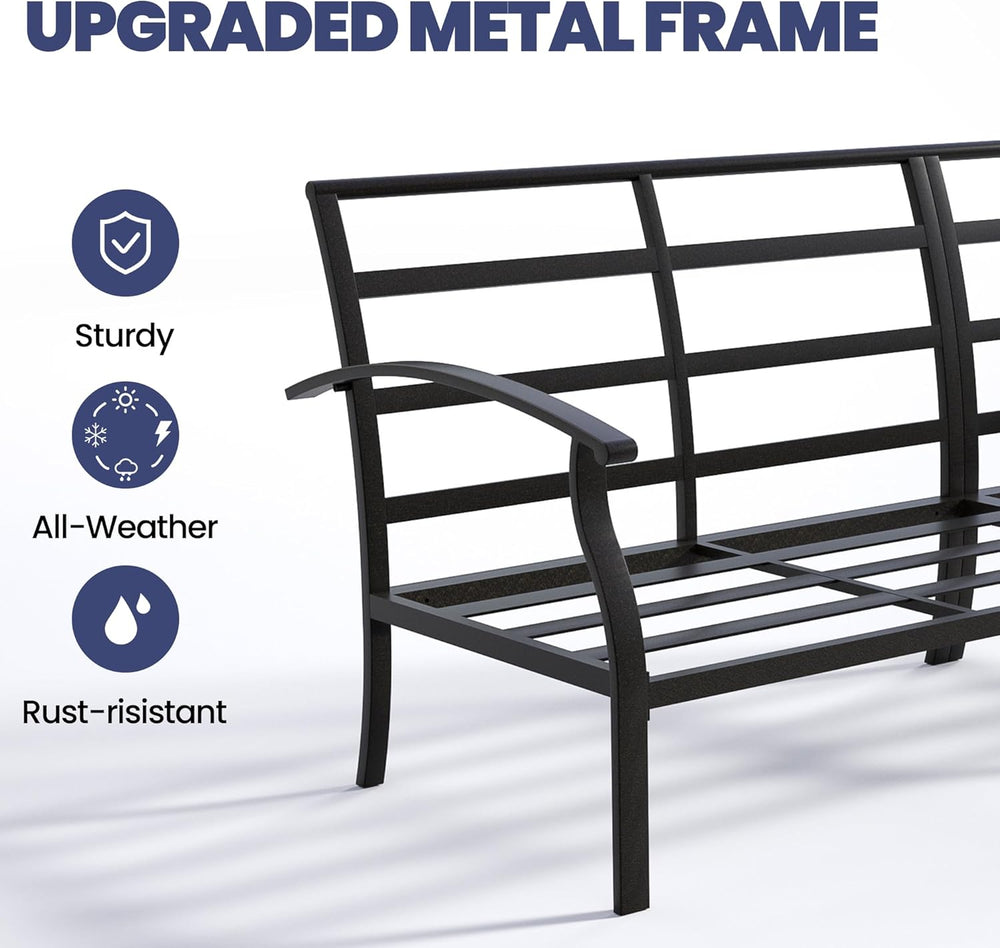 Kullavik 4 Piece Metal Outdoor Patio Furniture Set, Outdoor Sectional Sofa