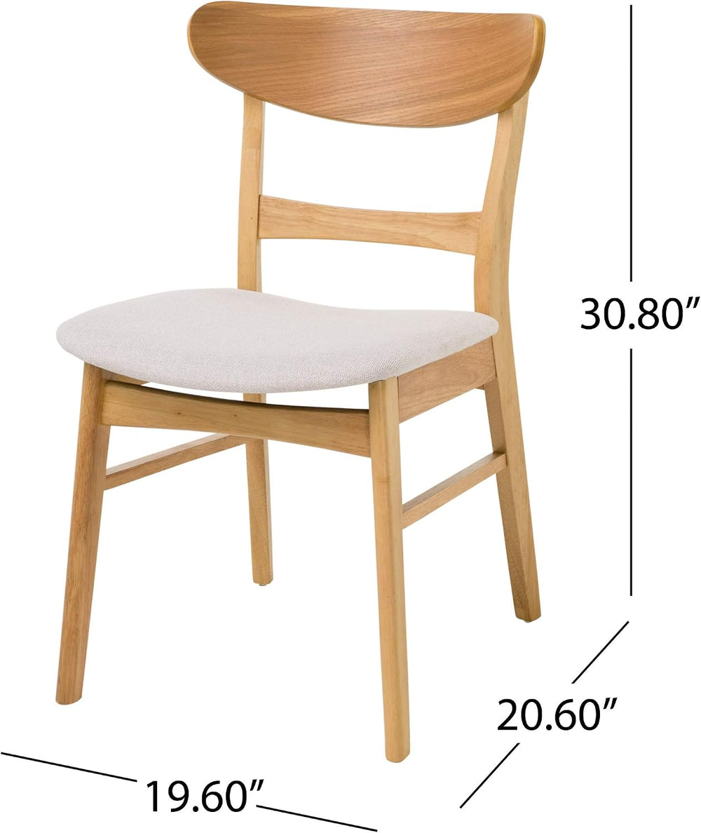 Christopher Knight Home Idalia Dining Chairs, 2-Pcs Set, Light Beige / Oak Fi...