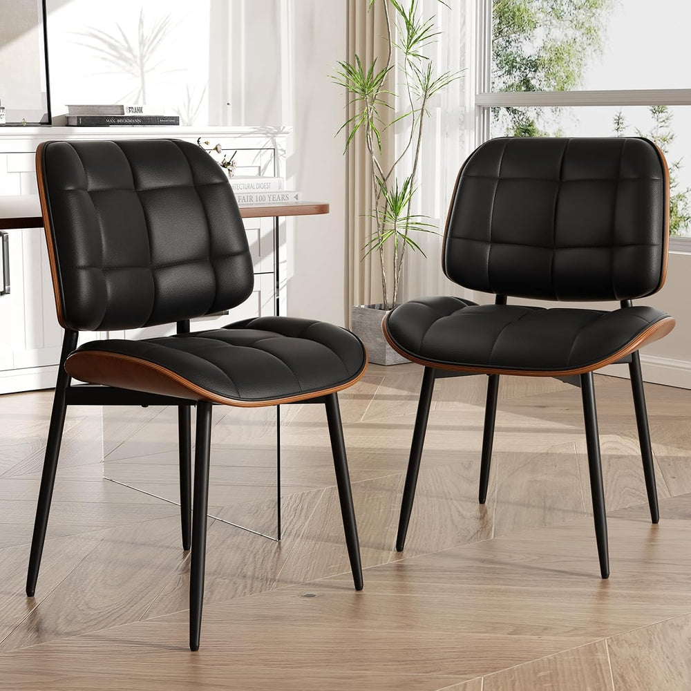 Dining Chairs Set of 2, Mid Century Modern Dining Room Chair, Upholstered Fau...