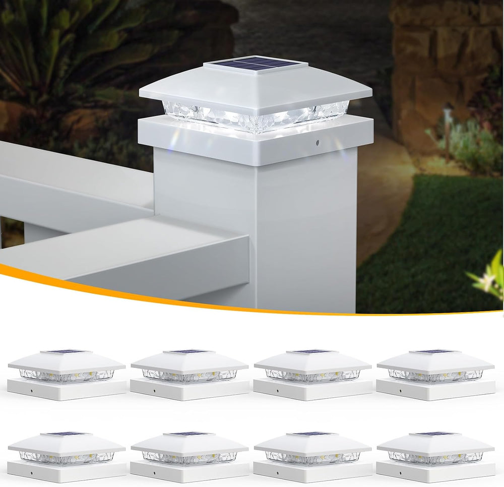 APONUO Solar Post Cap Lights for 4x4 5x5 Posts - IP64 Waterproof, 6500K LED, ...