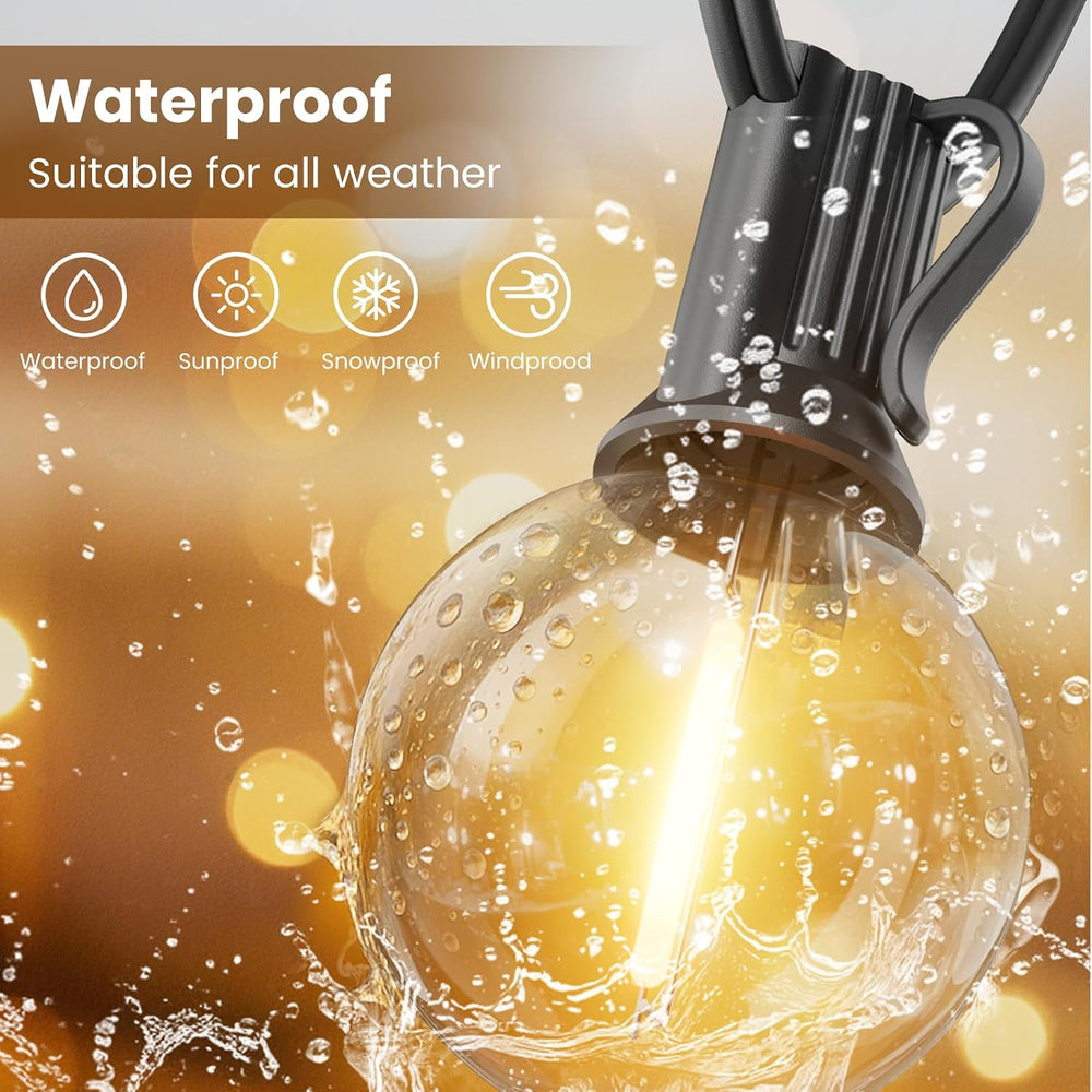 RTTY 120 FT Outdoor String Lights Waterproof, Patio Light 62 LED Bulbs
