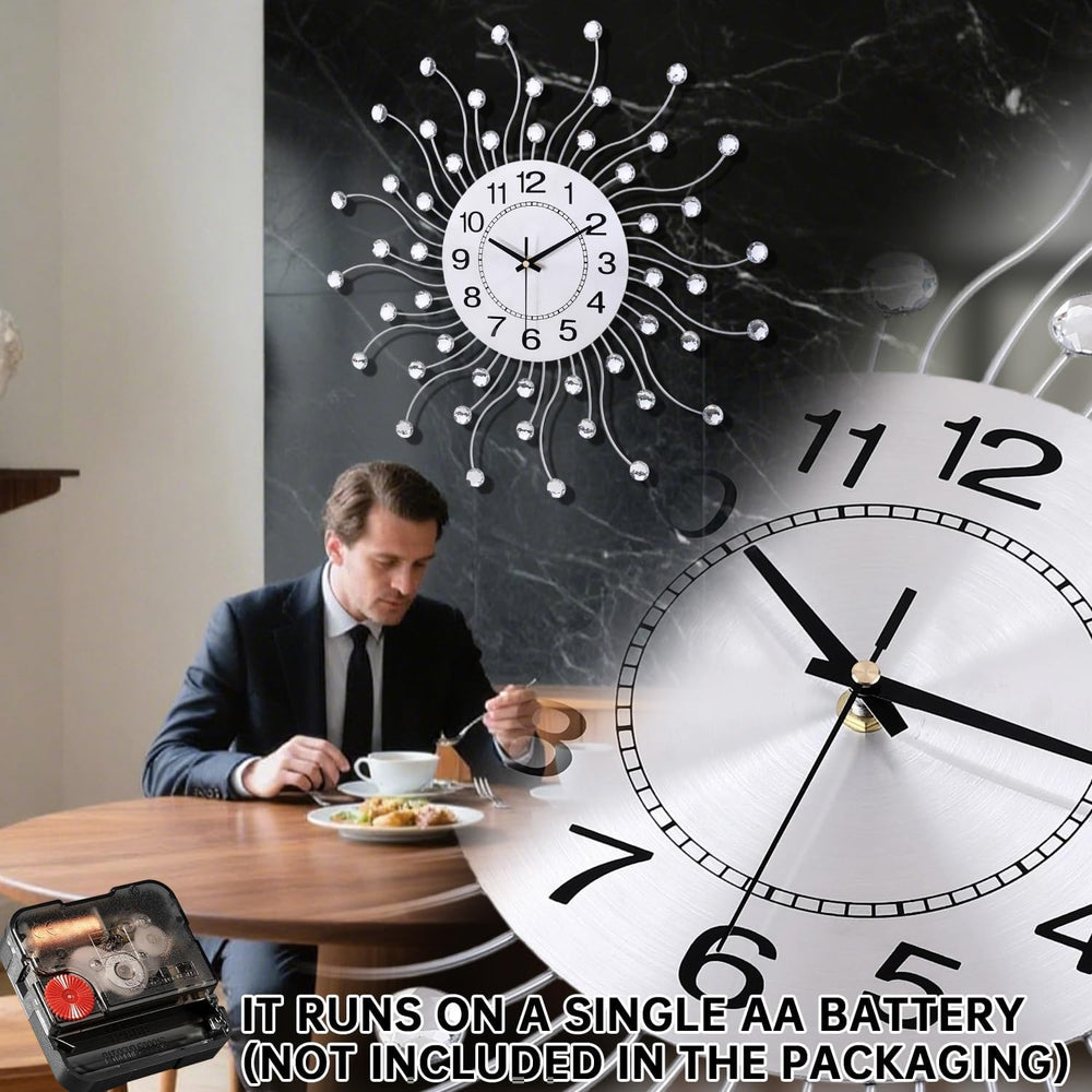 SIN&MI Large Wall Clock for Living Room Decor,Quiet Metal Quartz Clocks M...