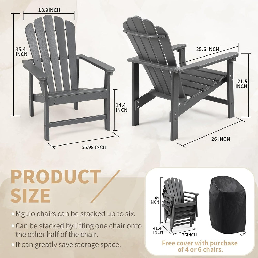 Oversized Stackable Adirondack Chair, HDPE All-Weather Fire Pit Chair