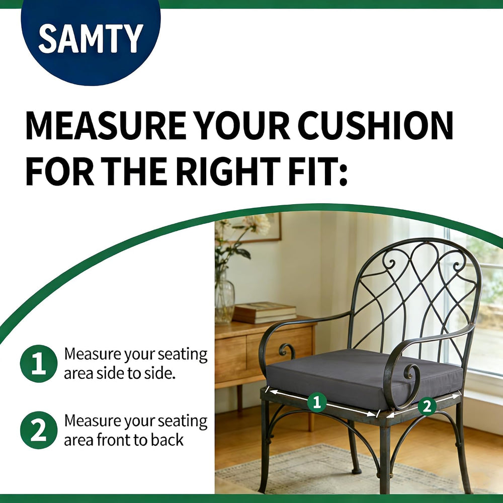 SAMTY Outdoor Chair Cushions, Waterproof Patio Seat Cushion of 2, 20X20X3