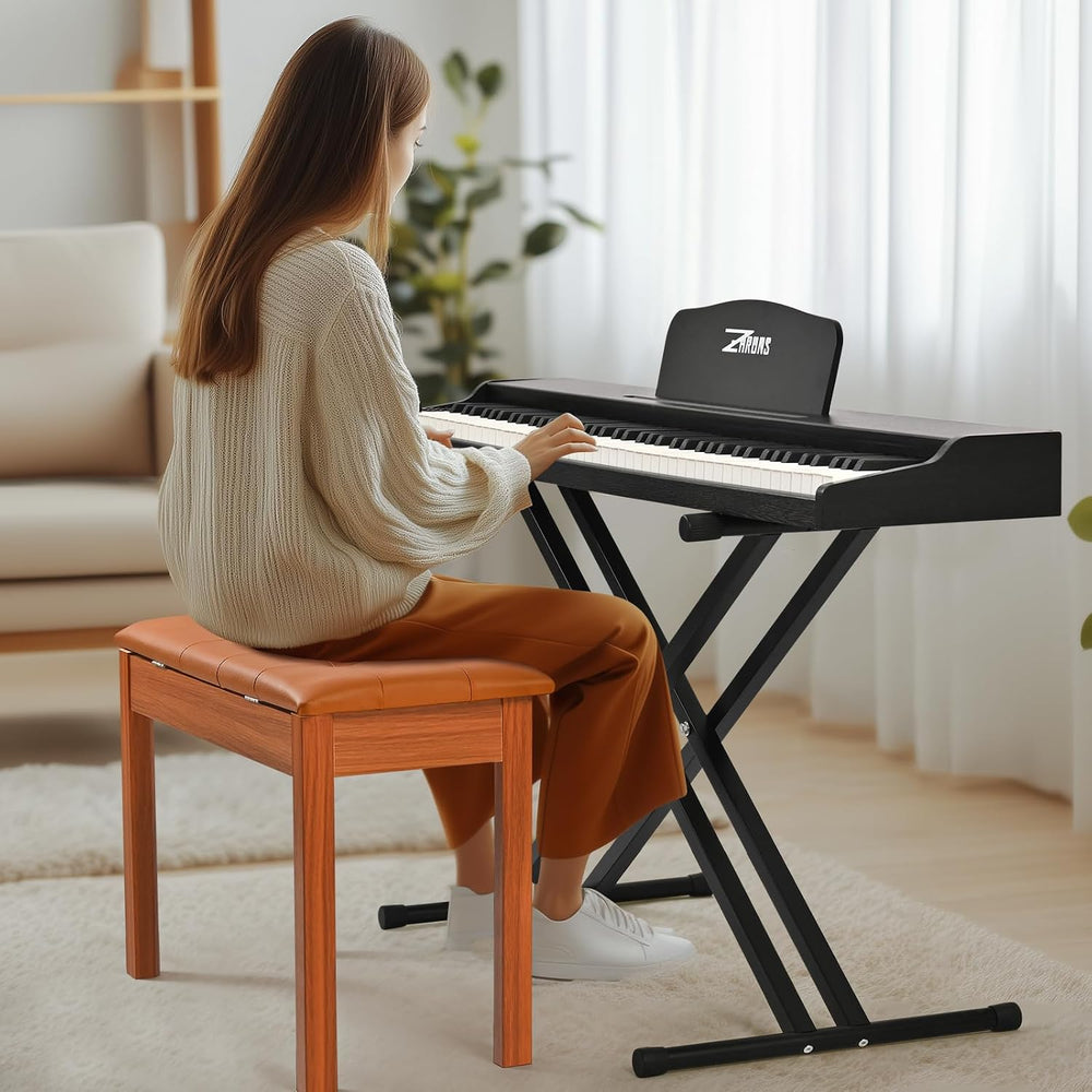 Duet Piano Bench Wooden Keyboard Bench with Storage Compartment, 29''...