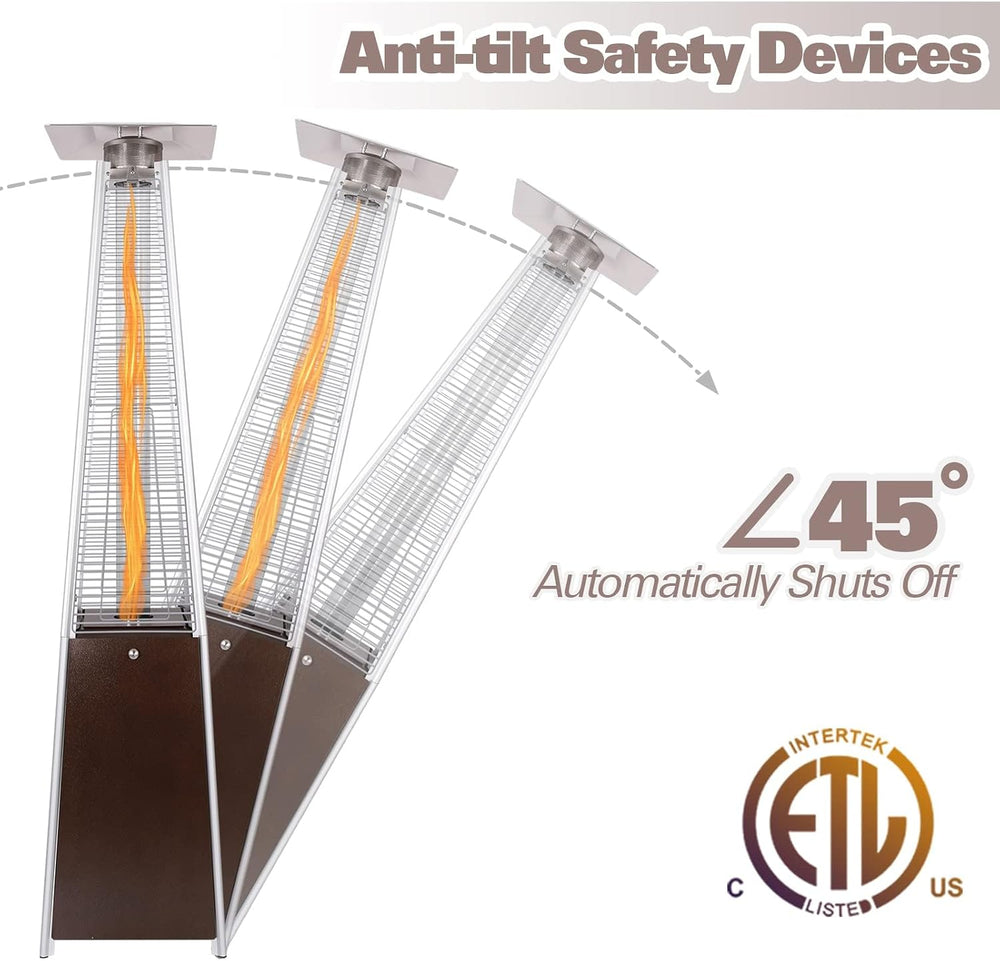 Hykolity 48000 BTU Pyramid Patio Heater, Outdoor Propane Heaters with Wheels ...