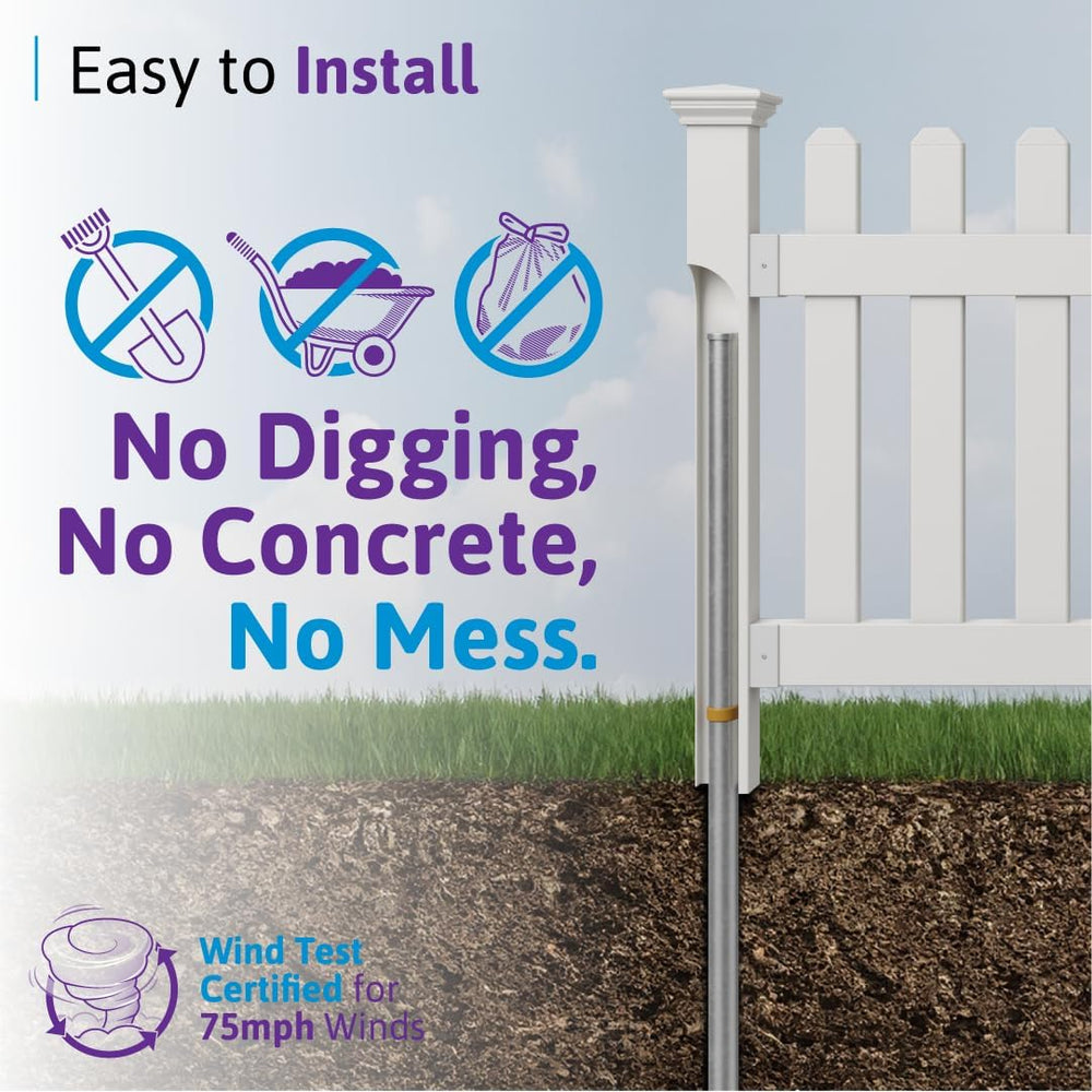 WamBam All American Scalloped Picket Fence, White Vinyl DIY No Dig Kit