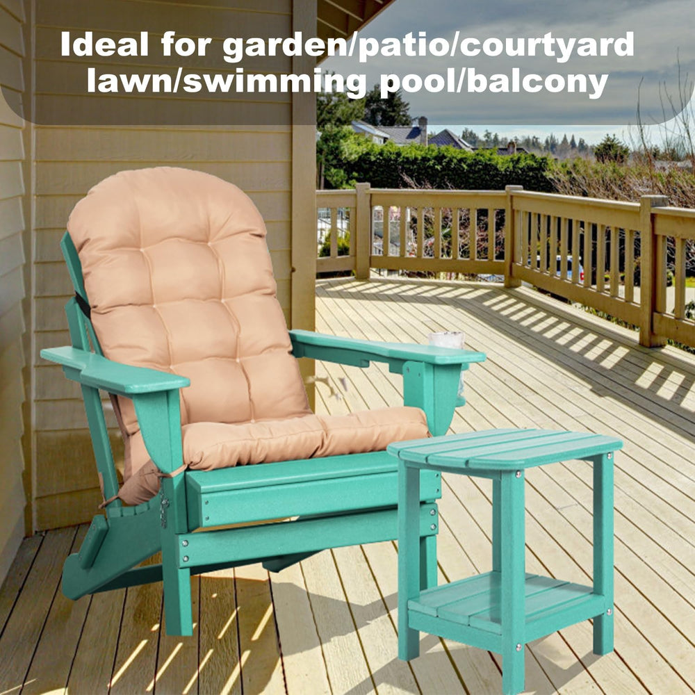 Adirondack Outdoor Side Table, 16.5” HDPE Small Patio Table with Storage Shel...