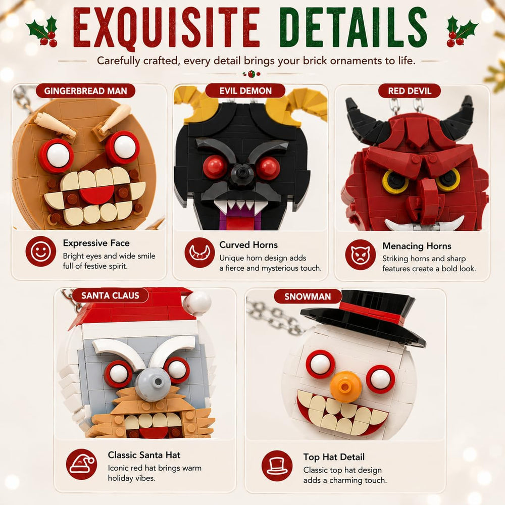 Halloween Horror Building Set, 5 Creepy Character Ornaments, 433 Pieces