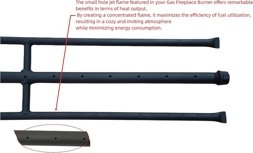 Rectangular Gas Fire Pit and Gas Fireplace H-Burner H Burner with 3 Pipes (18...