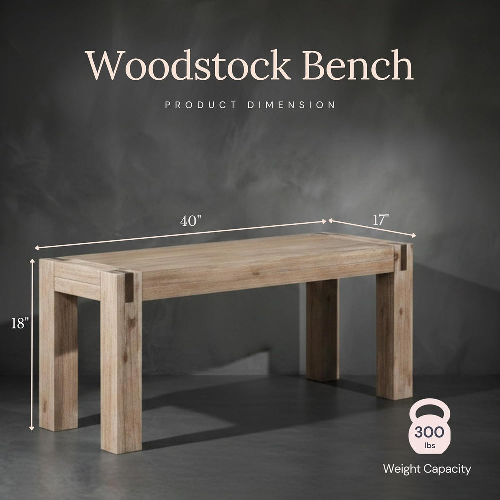 Alaterre Furniture Woodstock 40-Inch Entryway Bench with Bronze Metal Inset