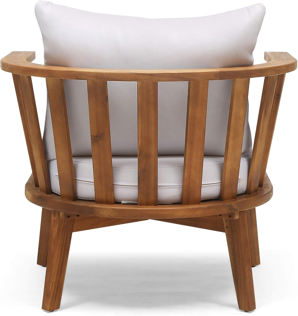 Christopher Knight Home Dean Outdoor Wooden Club Chair with Cushions, White a...