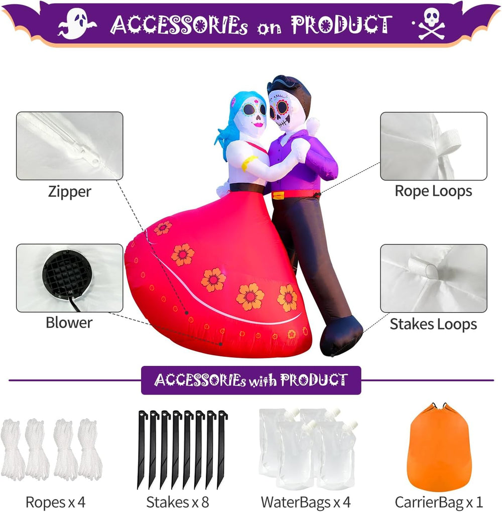 DomKom Halloween Inflatable Blow Up Decorations, Dia de Los Muertos 6FT Day o...