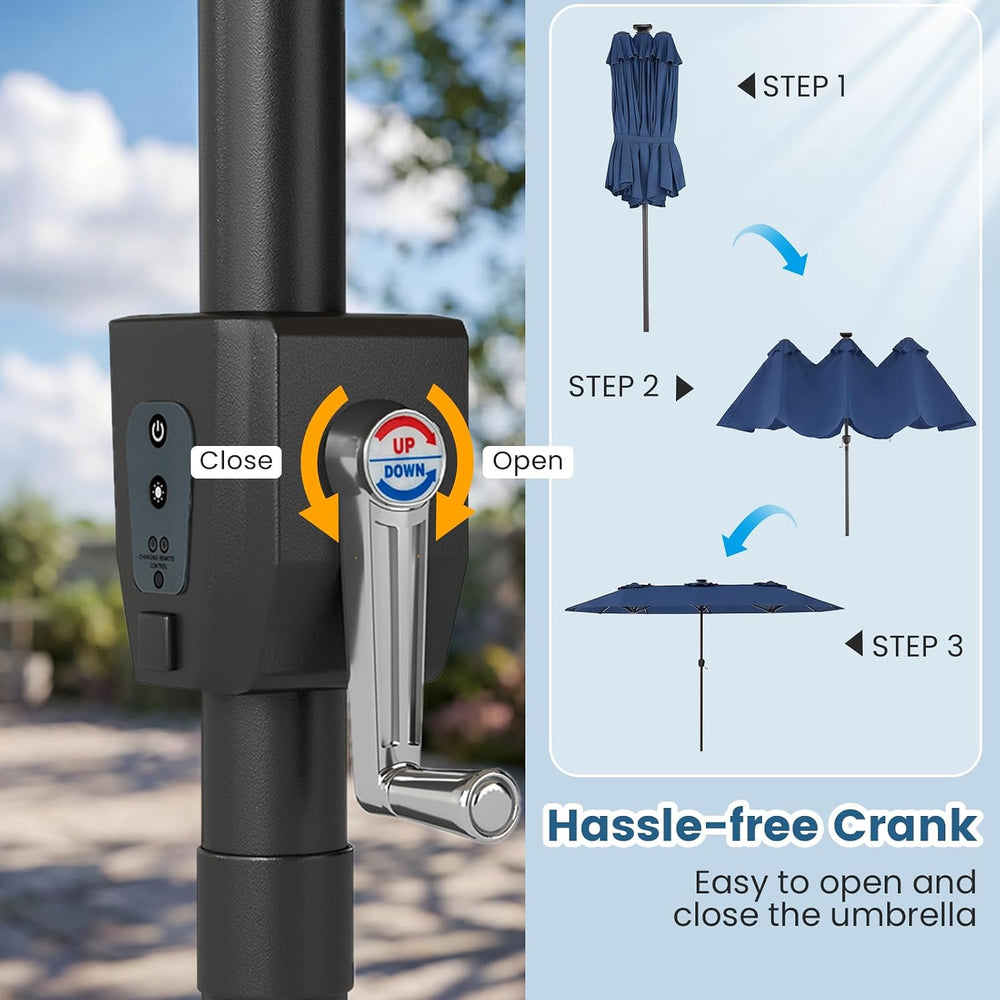 Tangkula 13 FT Patio Umbrella with Solar Lights