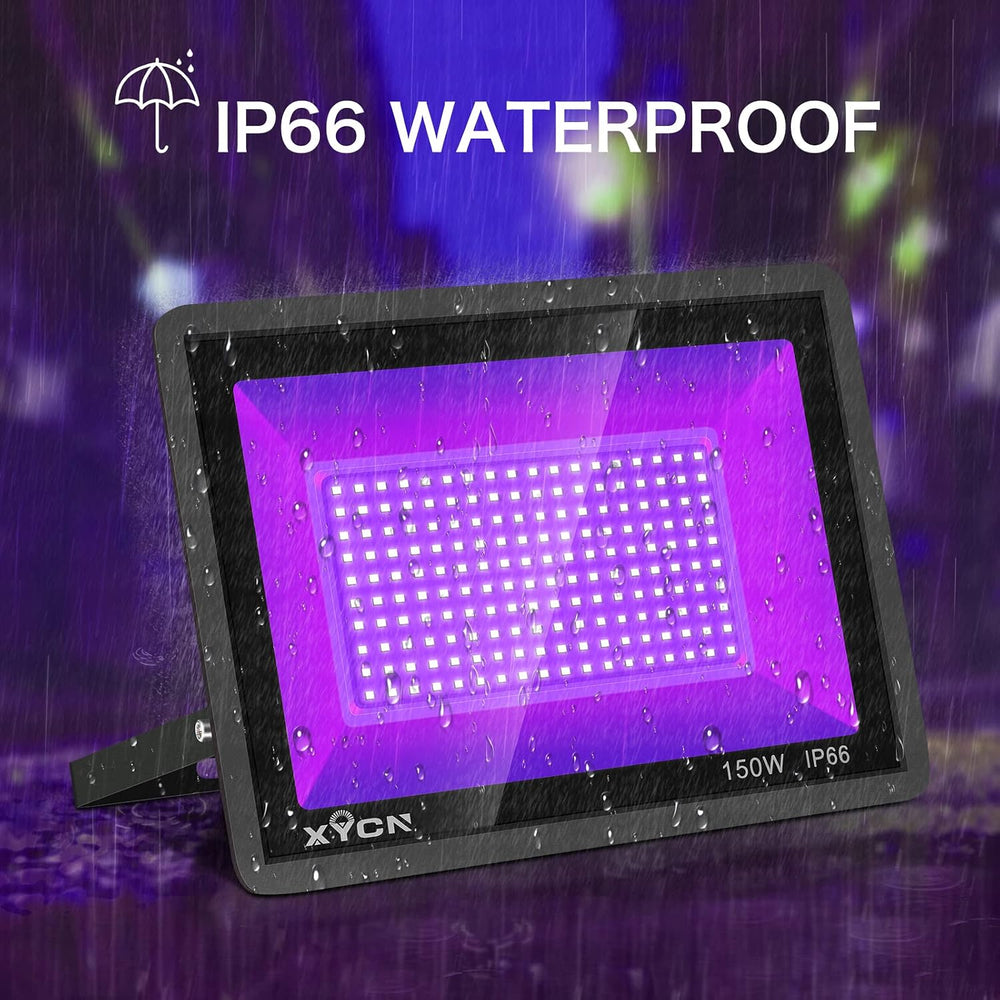 XYCN 2 Pack 150W Black Light Flood Light, Blacklight with Plug, IP66 Waterpro...