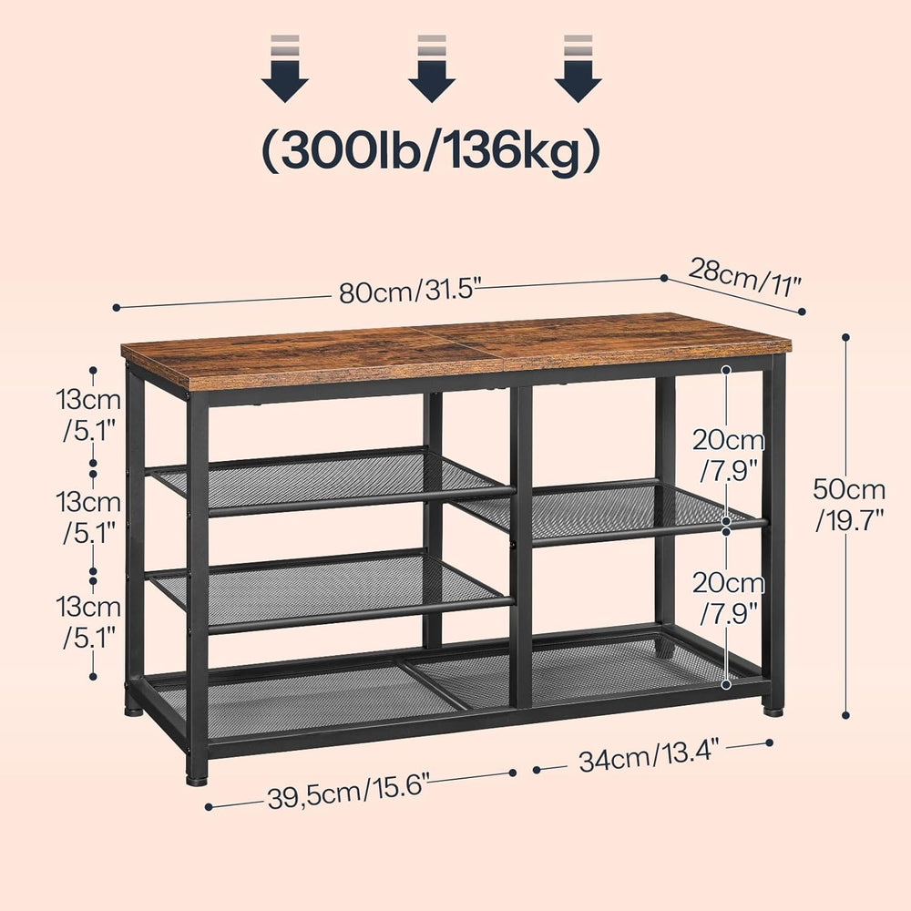 HOOBRO Shoe Bench, 5-Tier Shoe Rack Bench with Mesh Shelves, Shoe Organizer, ...