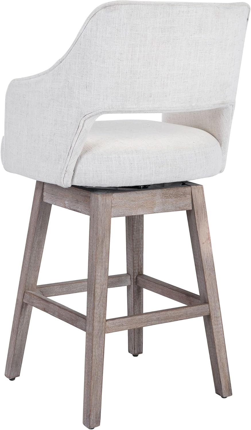 27 inch Swivel Counter Height Bar Stools for Home Kitchen, Set of 4 Linen Fab...