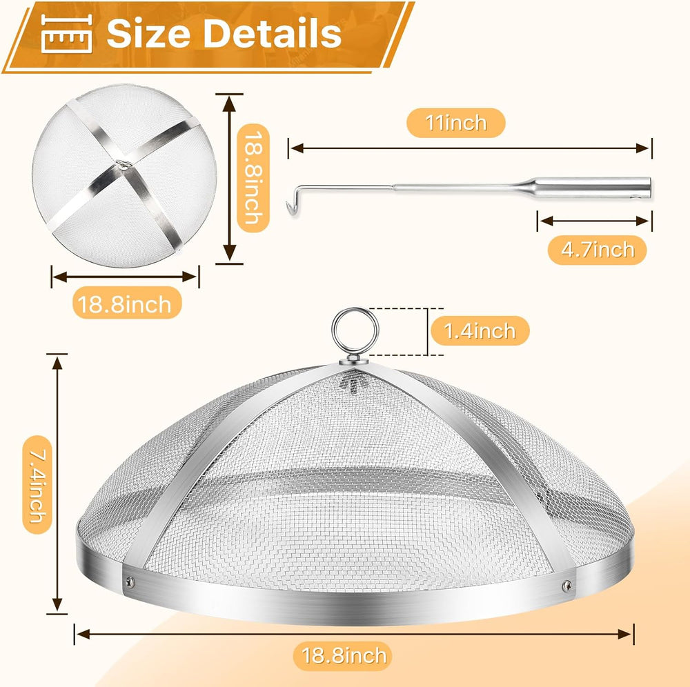 Fire Pit Spark Screen for Solo-Stove Bonfire 19.5", Stainless Steel Bonf...
