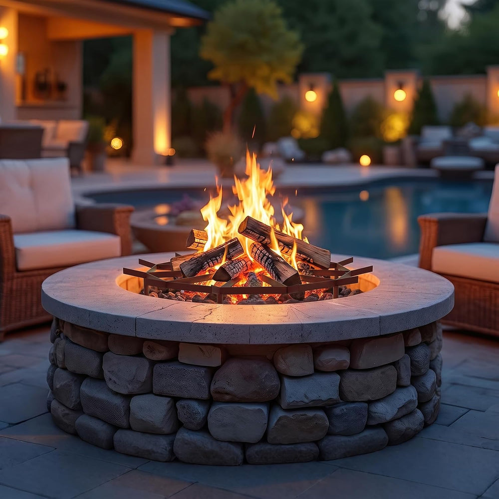 FireGrate 24-Inch Round Heavy-Duty Steel Fire Pit Grate, 9 Legs & 12 Bars