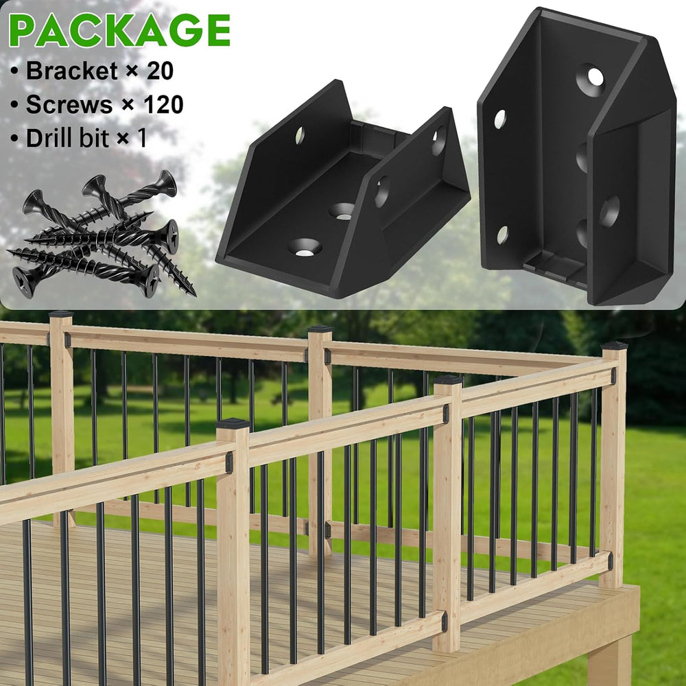 20 Pcs Heavy Duty ADC-12 Aluminum Deck Railing Brackets for 2x4 (Actual 1 ½&q...