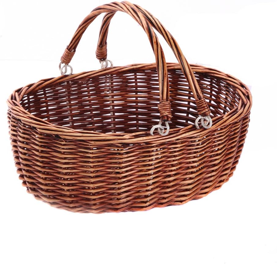 Wicker Picnic Baskets with Handles.Kingwillow. (Brown)