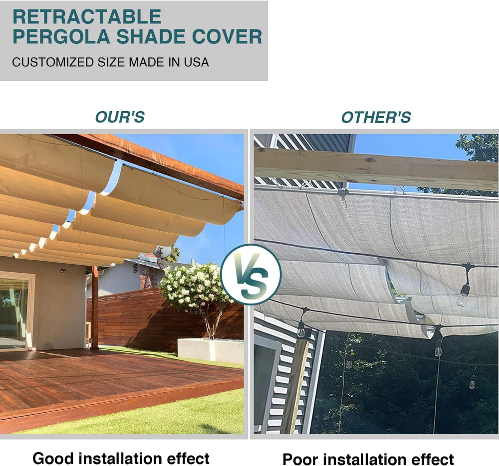 ECOOPTS 4'x12' Retractable Wave Sun Shade Canopy Pergola Cover Shade ...