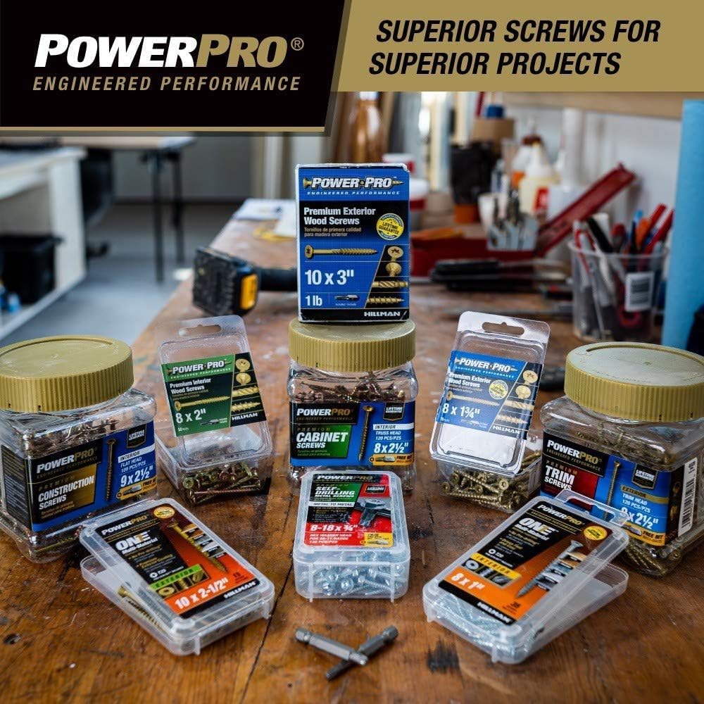Power Pro Exterior Wood Screws, #9 x 3in Flat Head, 2000 Pieces, Bronze
