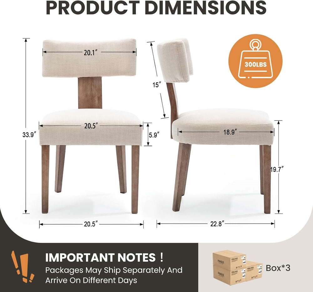 RIVOVA Mid Century Modern Dining Chairs Set of 6 Upholstered Linen Fabric Din...