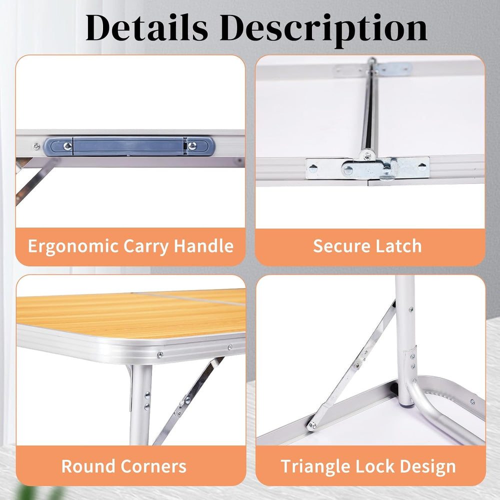6.0 Ft Folding Portable Camping Table Yellow