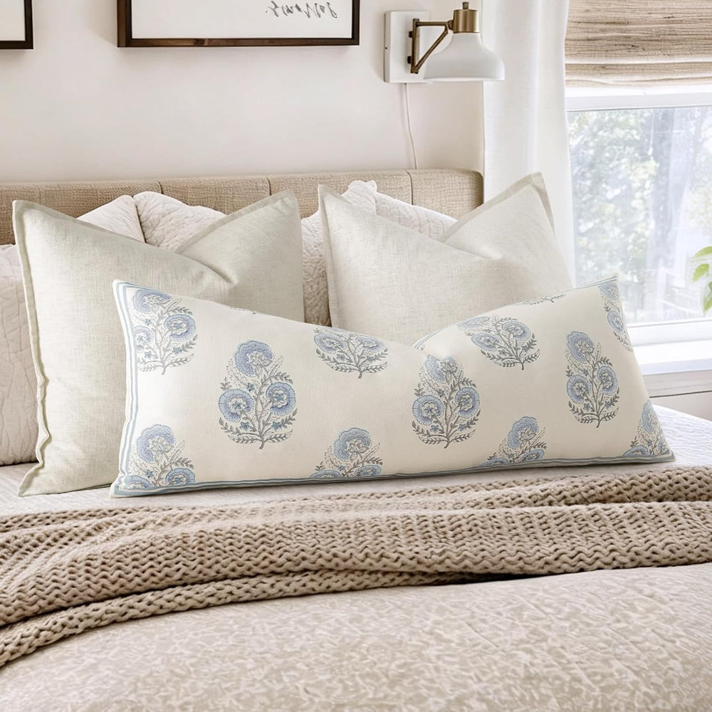 Vintage Floral 20x54 Lumbar Pillow Cover for Bed Pack of 1, Double-Sided Bota...