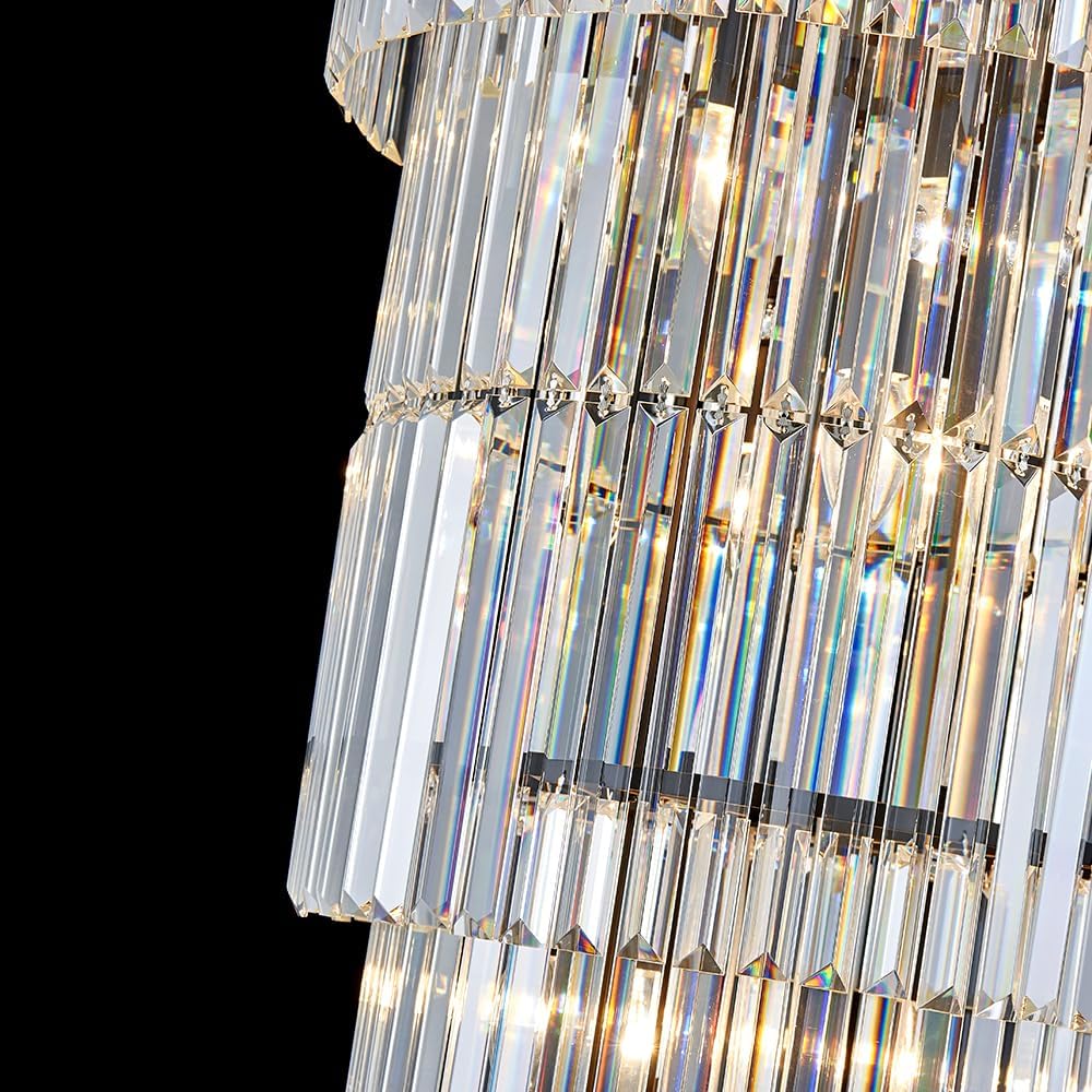 Luxury Modern Long Staircase K9 Chandeliers Black Top Design 10-Tier Large Fo...