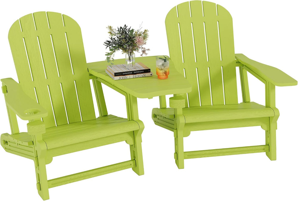 Shintenchi Adirondack Chairs Set of 2,HDPE Adirondack Chairs w/Removable Tabl...