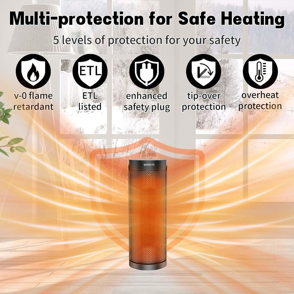 Portable Space Heater for Indoor Use with Remote - QOWETU 70° Oscillating Ele...