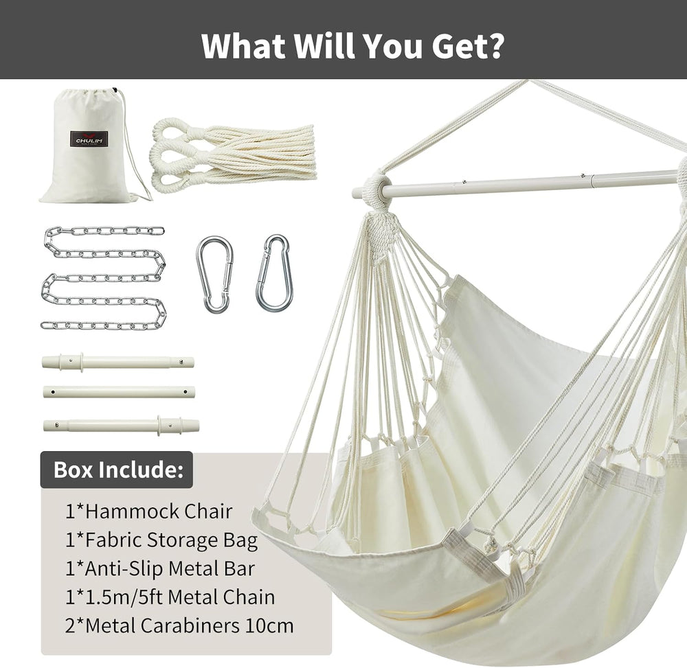 CHULIM Hanging Hammock Chair Swing MAX 500 lbs Outdoor Hanging Chair with Foo...