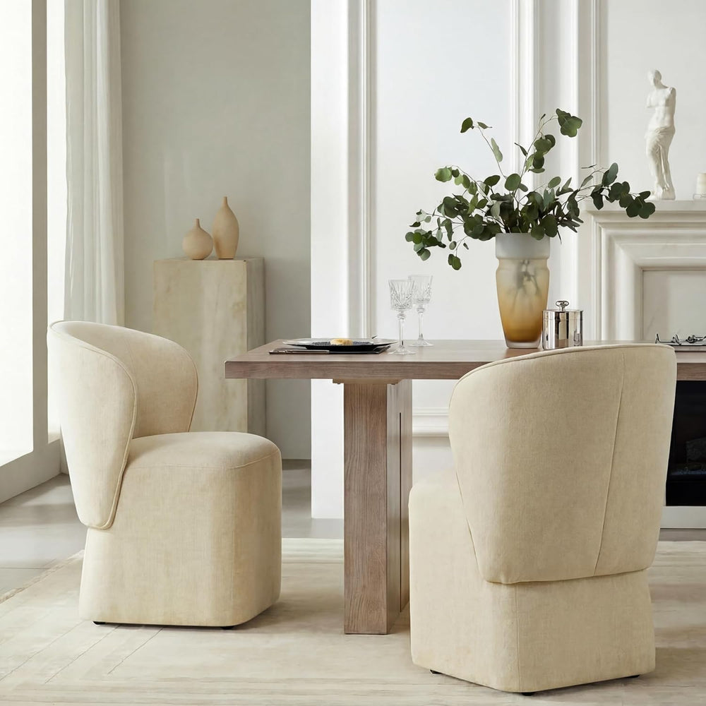 KISLOT Upholstered Dining Chairs with Wheels, Easy Assembly Stain Resistant F...