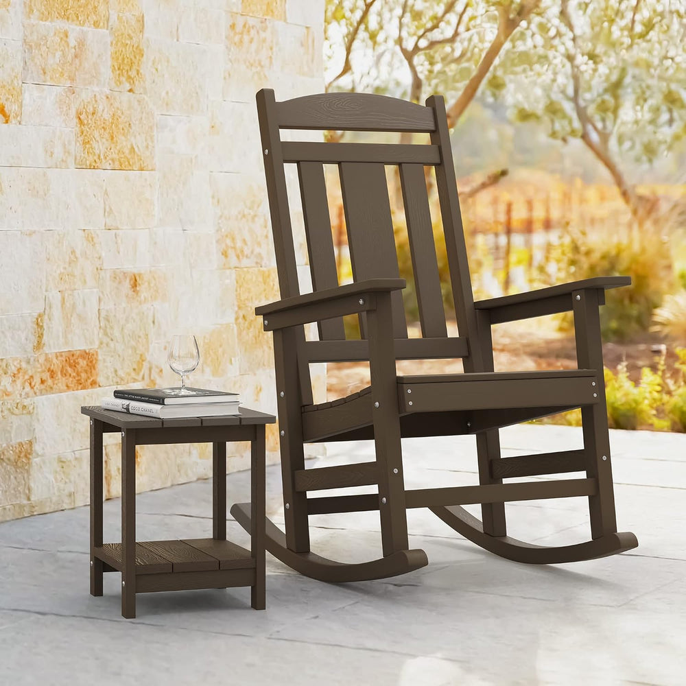 LUE BONA Outdoor Rocking Chairs Set of 2, Weather Resistant HDPS Poly Rocker ...