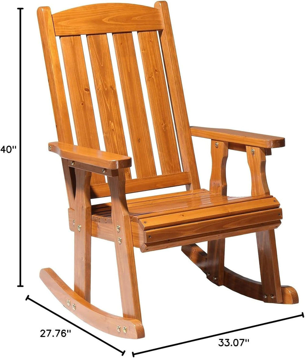 VINGLI Wooden Rocking Chair, Patio Rocker with Higher Backrest, Heavy Duty 60...