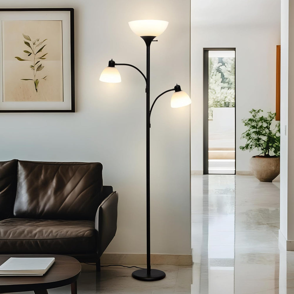 Brightech Sky Dome Double LED Floor Lamp, Torchiere Super Bright Floor Lamp w...