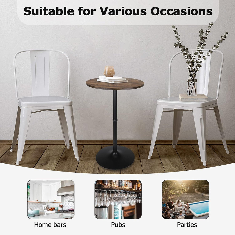 Leopard MDF Round Top Not Adjustable (41 INCHES Height) Bar Table, Brown