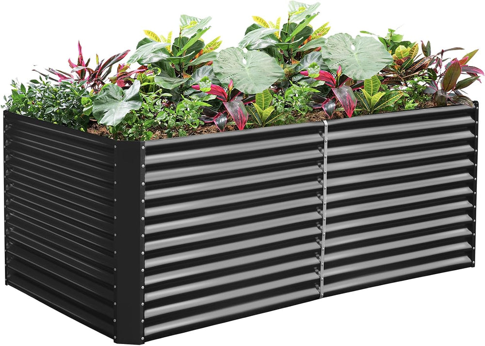 Land Guard 8x4x3ft Rectangular Galvanized Raised Garden Beds, Large-Capacity ...