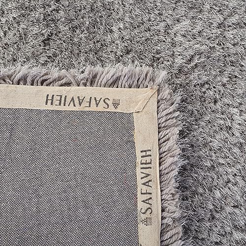 SAFAVIEH Luxe Shag Collection Area Rug - 9' x 12', Grey, Handmade Gla...