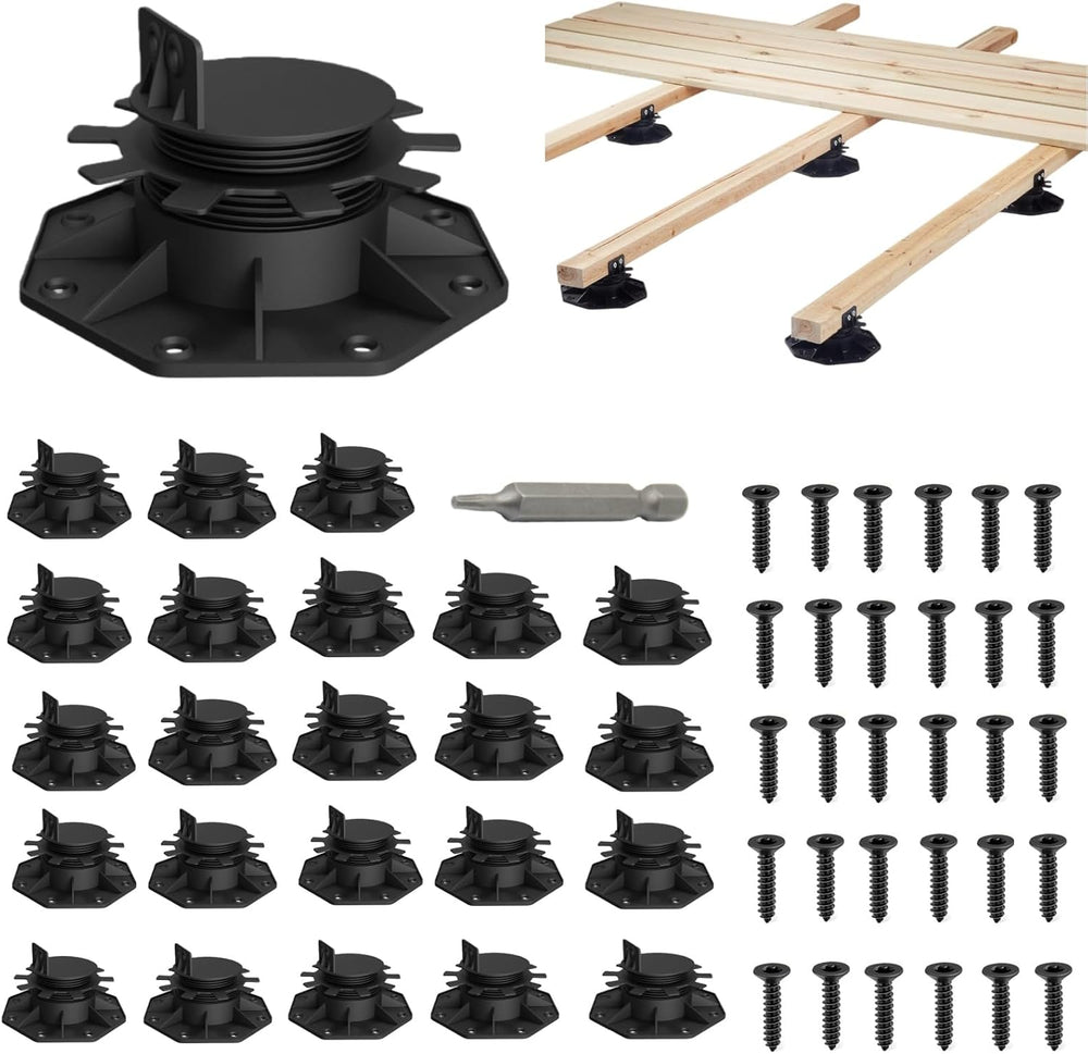 Deckit 24-Pack Adjustable Deck Support Pedestals, 1.18"–2.36" (30–6...